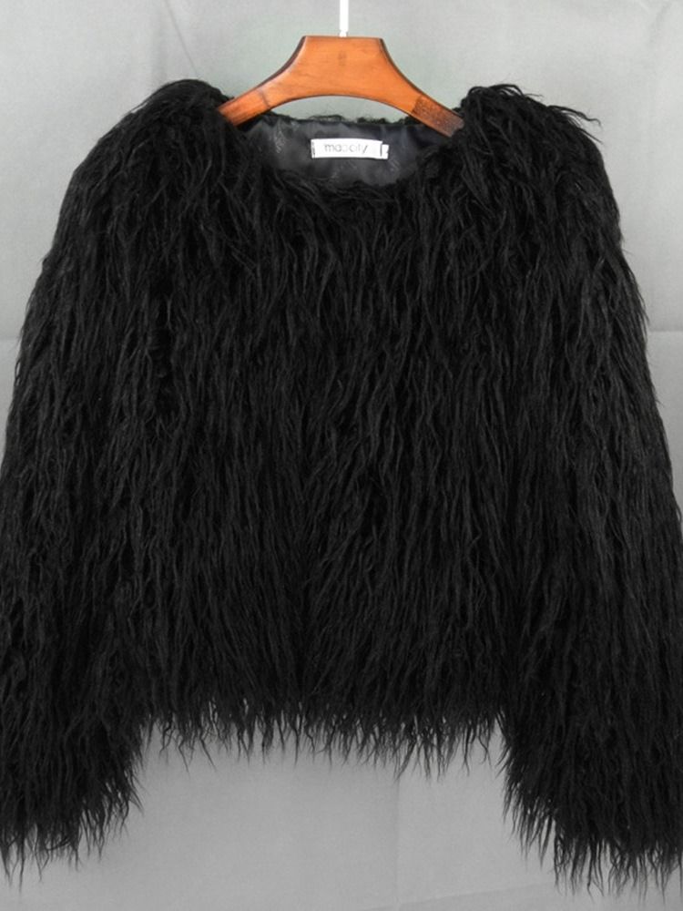 Vanlig Vanlig Standard Vinter Løs Faux Fur Overcoat