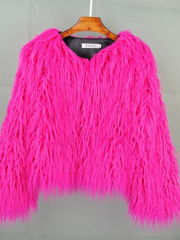 Vanlig Vanlig Standard Vinter Løs Faux Fur Overcoat