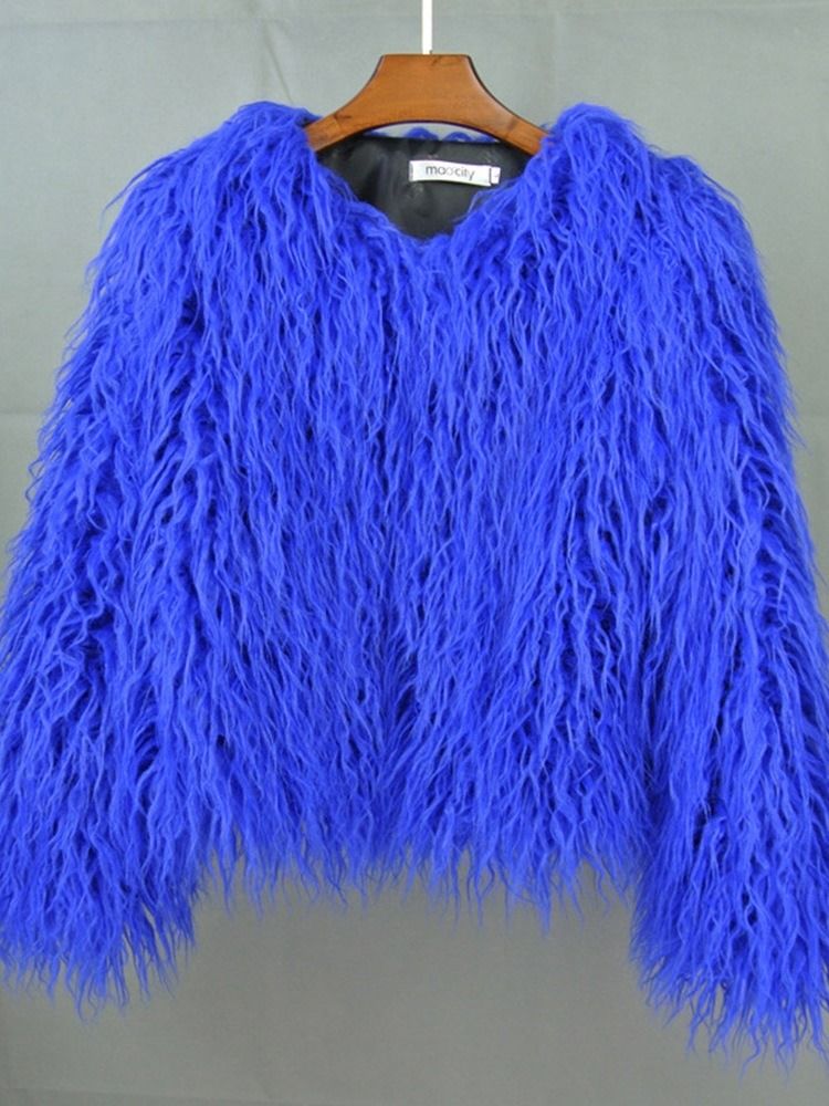 Vanlig Vanlig Standard Vinter Løs Faux Fur Overcoat