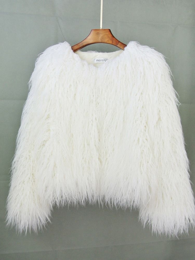 Vanlig Vanlig Standard Vinter Løs Faux Fur Overcoat