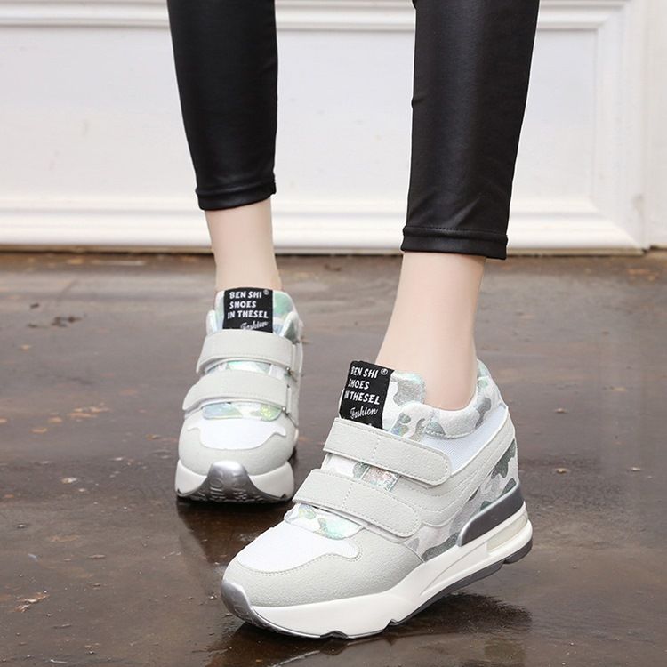 Patchwork Camouflage Platform Borrelås Damesko