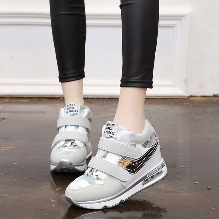 Patchwork Camouflage Platform Borrelås Damesko