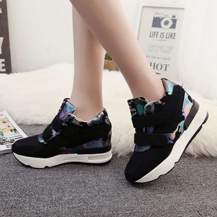 Patchwork Camouflage Platform Borrelås Damesko
