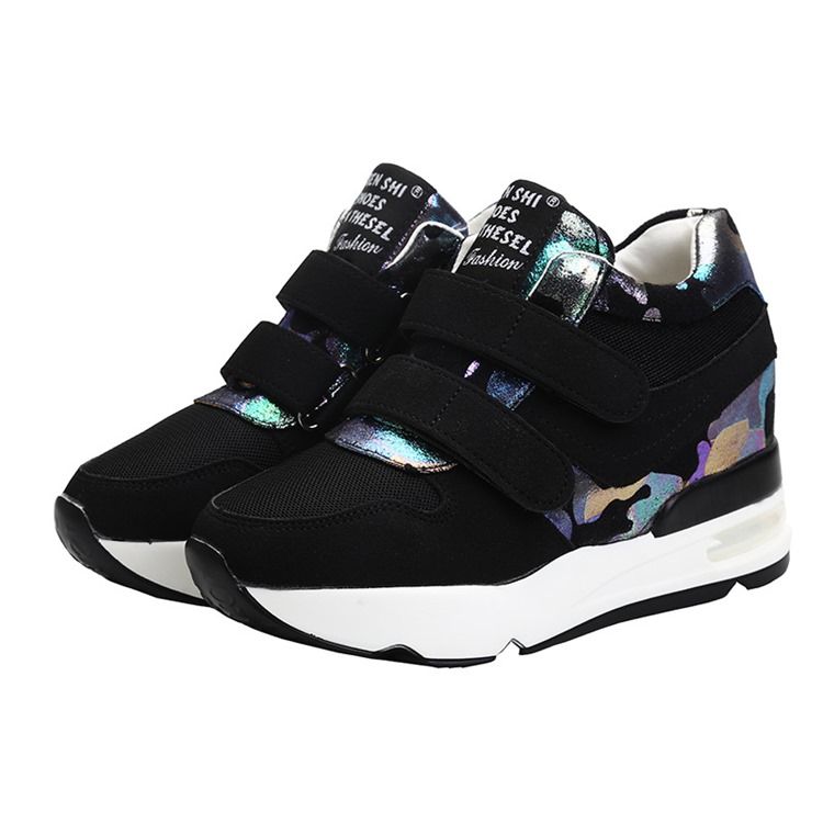 Patchwork Camouflage Platform Borrelås Damesko