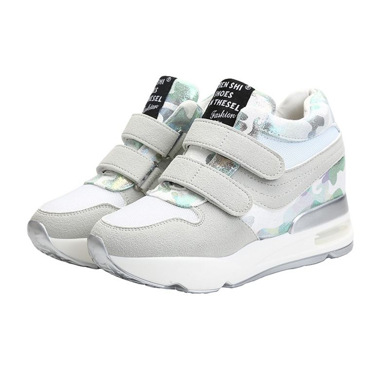 Patchwork Camouflage Platform Borrelås Damesko