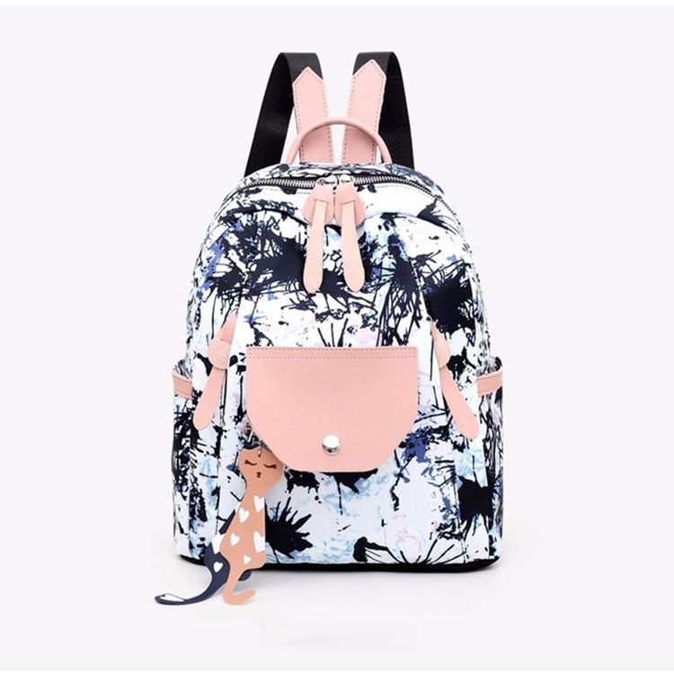 Oxford Print Flap Pocket Ryggsekker