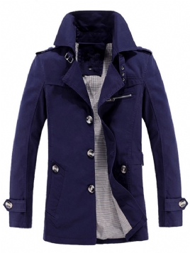 Hakk Jakkeslag Slank Tynn Enkeltspent Trenchcoat For Menn