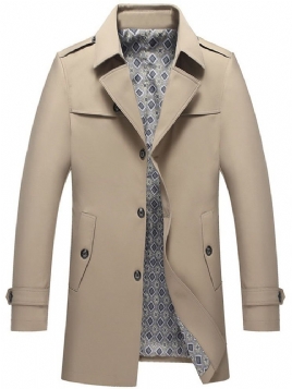 Vanlig Jakkeslag Mellomlang Høst Casual Trench Frakk For Menn
