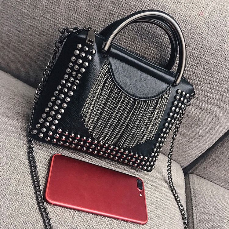 Rivet Pu Vanlige Rektangulære Crossbody-Vesker