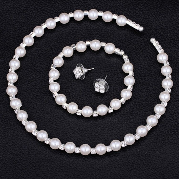 8 Mm Perle Bryllup Smykkesett