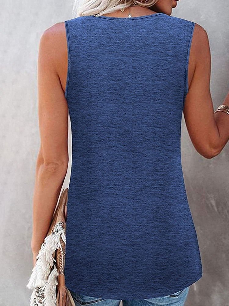 Cotton Blends Patchwork Summer Mid-Length Singlet For Kvinner