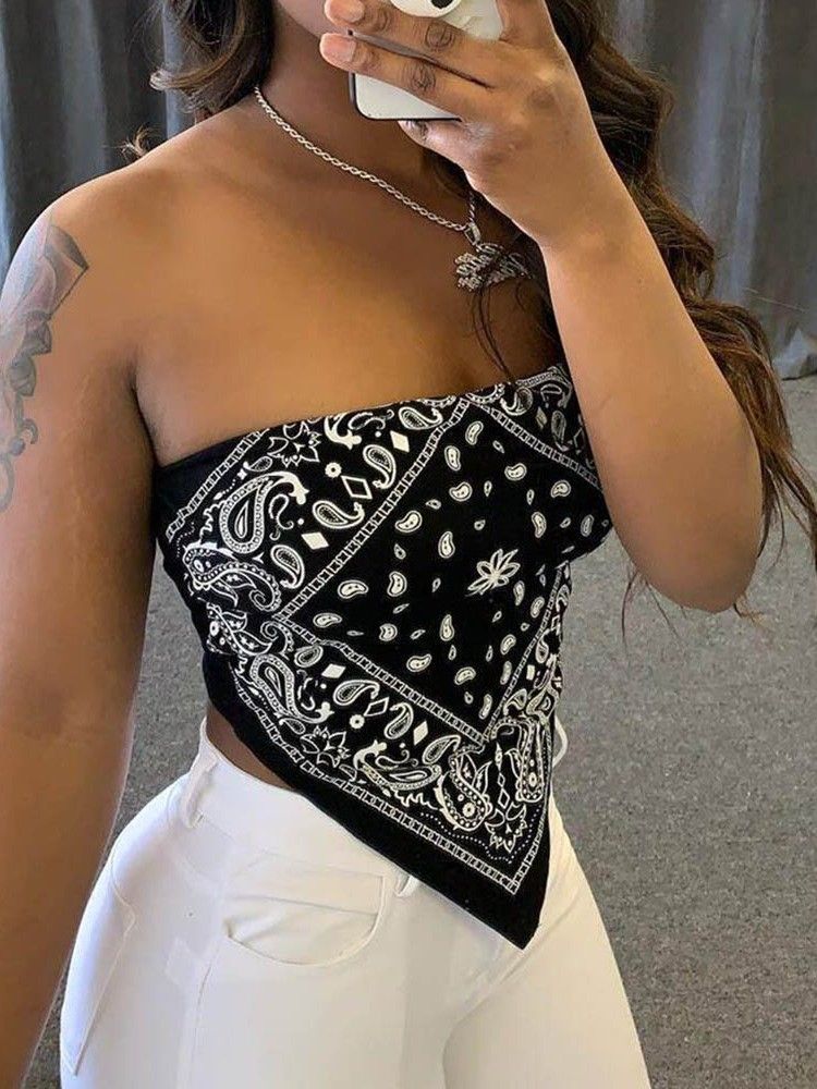 Kort Tanktop Med Polyestertrykk