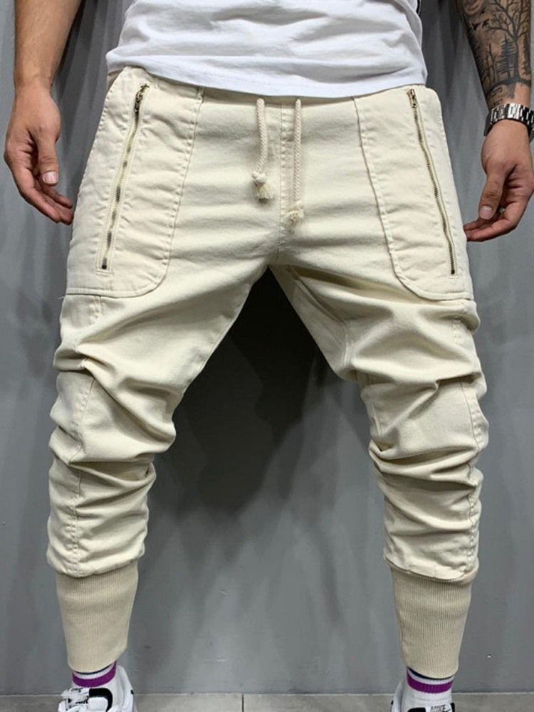 Blyant Bukser Lomme Mid Waist Menns Fritidsbukser