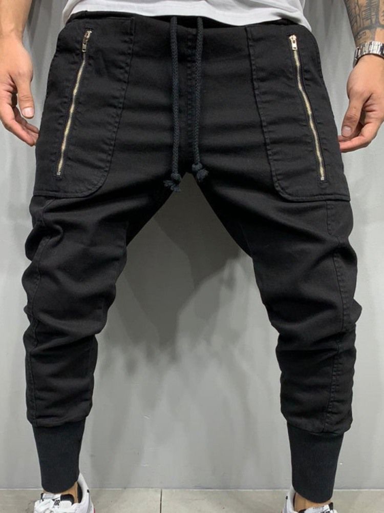 Blyant Bukser Lomme Mid Waist Menns Fritidsbukser