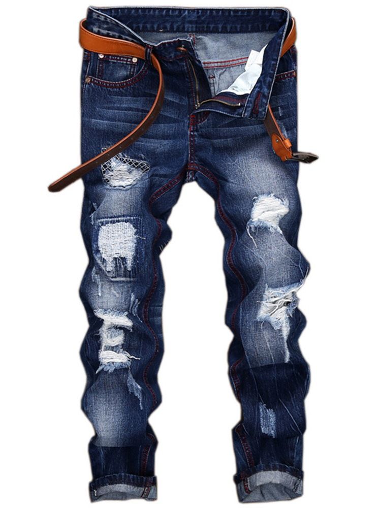 Denim Hull Uformell Street Style Menns Bukser