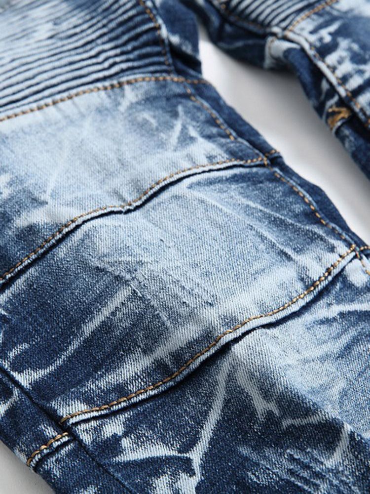Glidelås Slitt Denim Casual Slim Menns Bukser