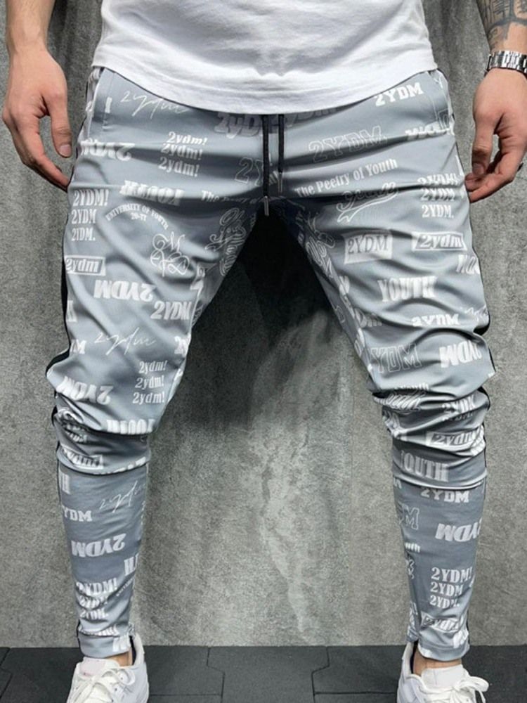 Letter Lace-Up Pencil Bukser Lace-Up Menn Casual Bukser