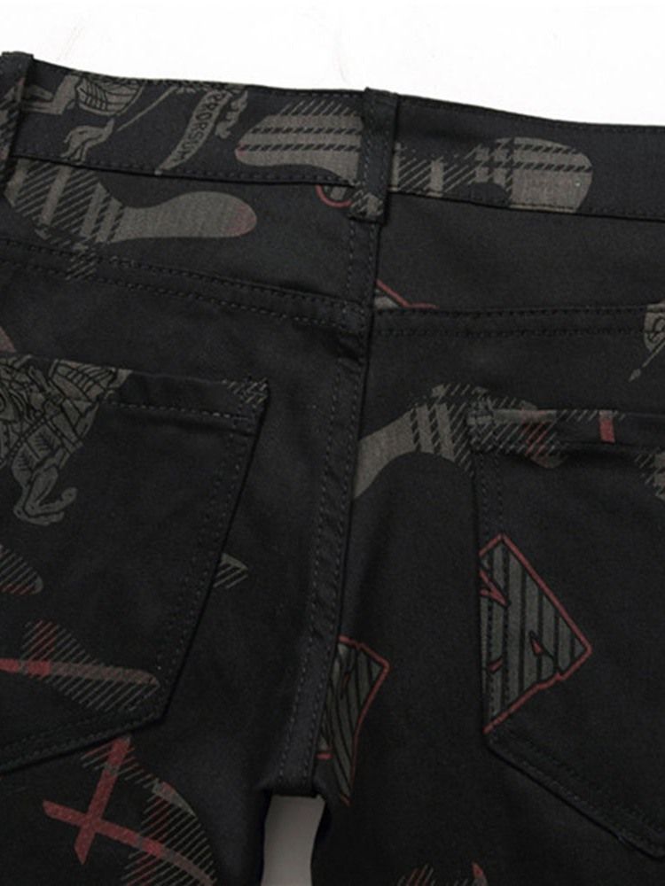Print Mid Waist Fire årstider Casual Bukser