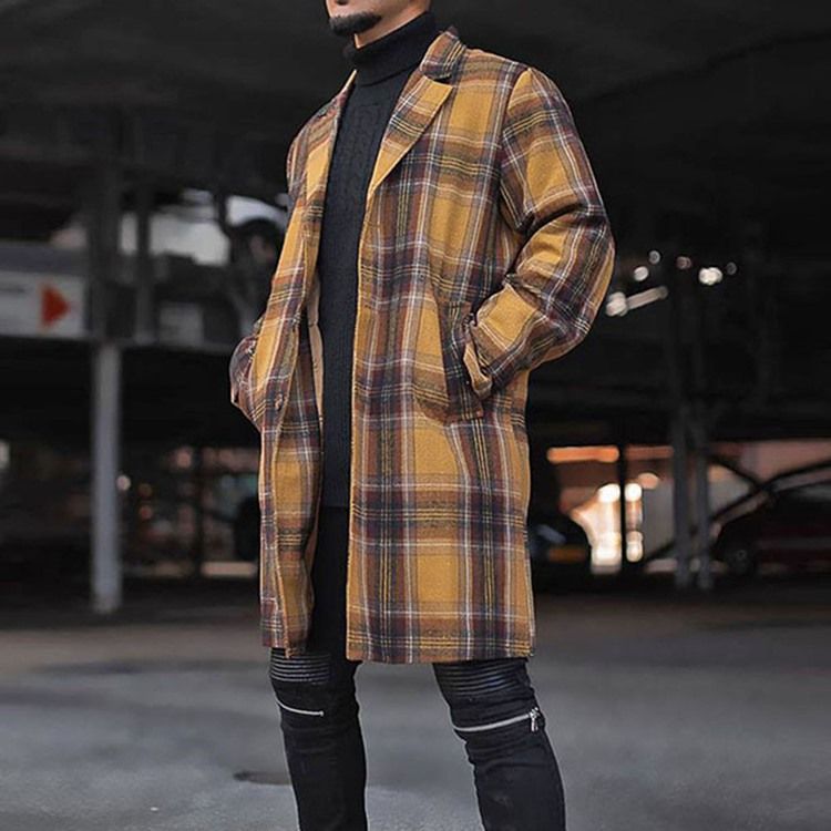 Lapel Mid-Length Rutete Rett Single-Breasted Coat