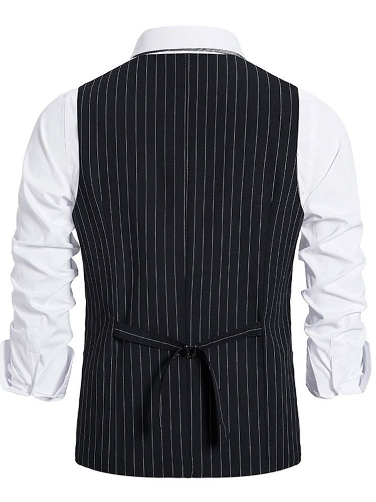 Button Stripe V-Hals Single Breasted Ol Vest