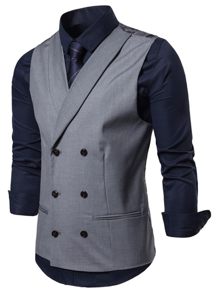 Ensfarget Dobbeltspent Vest For Menn
