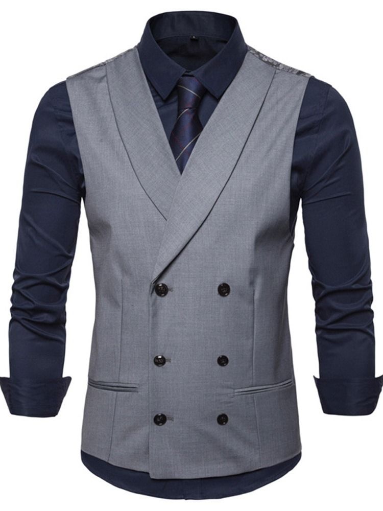 Ensfarget Dobbeltspent Vest For Menn