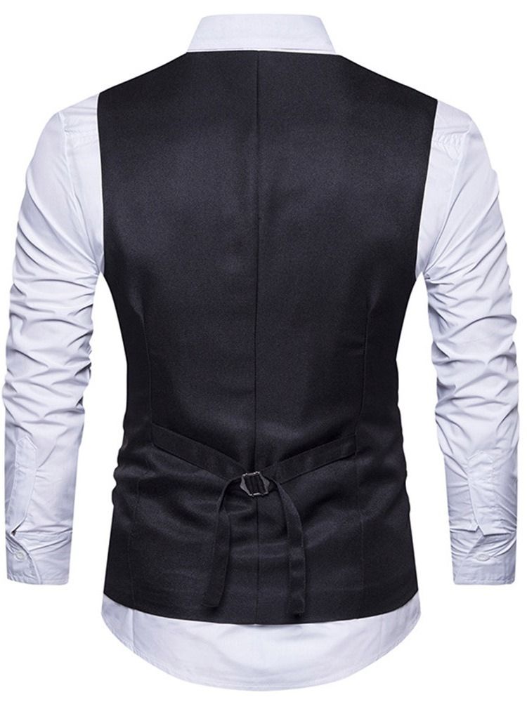 Knapp V-Hals Plant Enkeltspent Vest For Menn