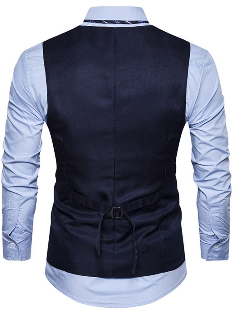 Knapp V-Hals Plant Enkeltspent Vest For Menn