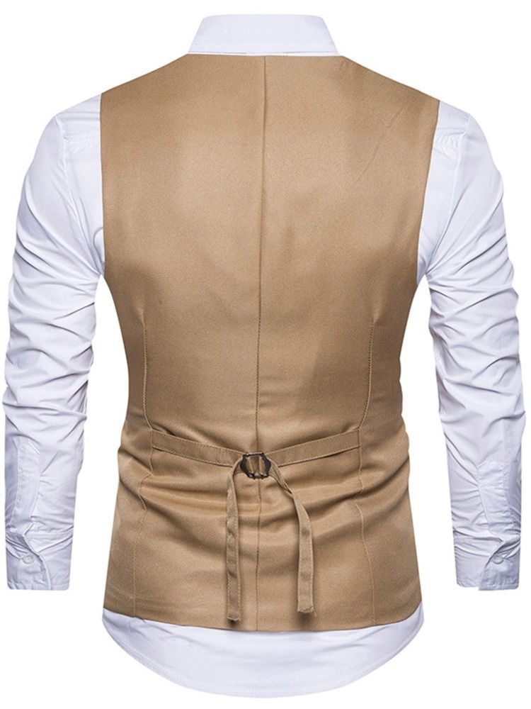 Knapp V-Hals Plant Enkeltspent Vest For Menn
