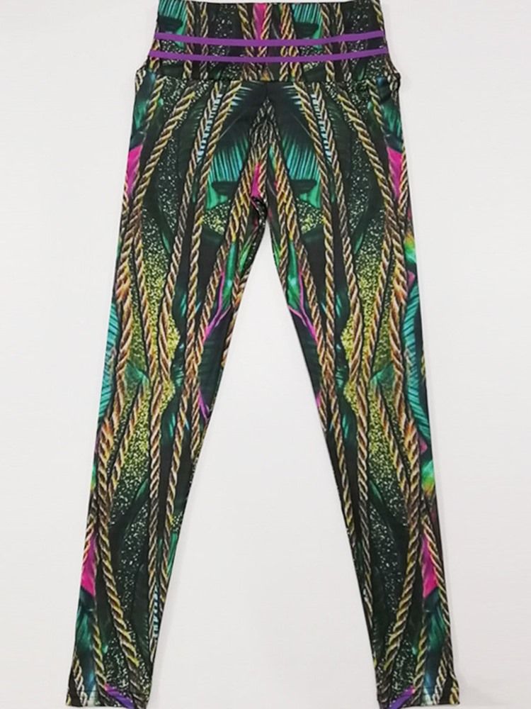 Anti-Svette Polyester Print Full Lengde Yogabukser Høy Midje Tiktok Leggings