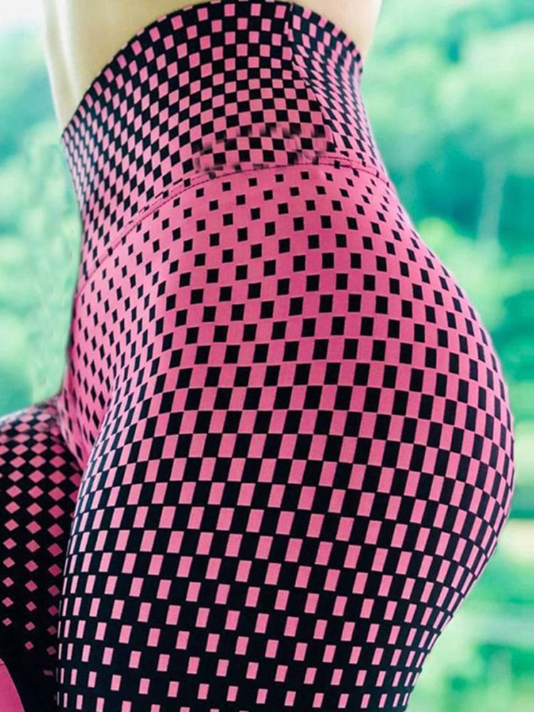 Dame Stripe Patchwork Push Up Gym Sports Leggings Yogabukser Høy Midje Tiktok Leggings