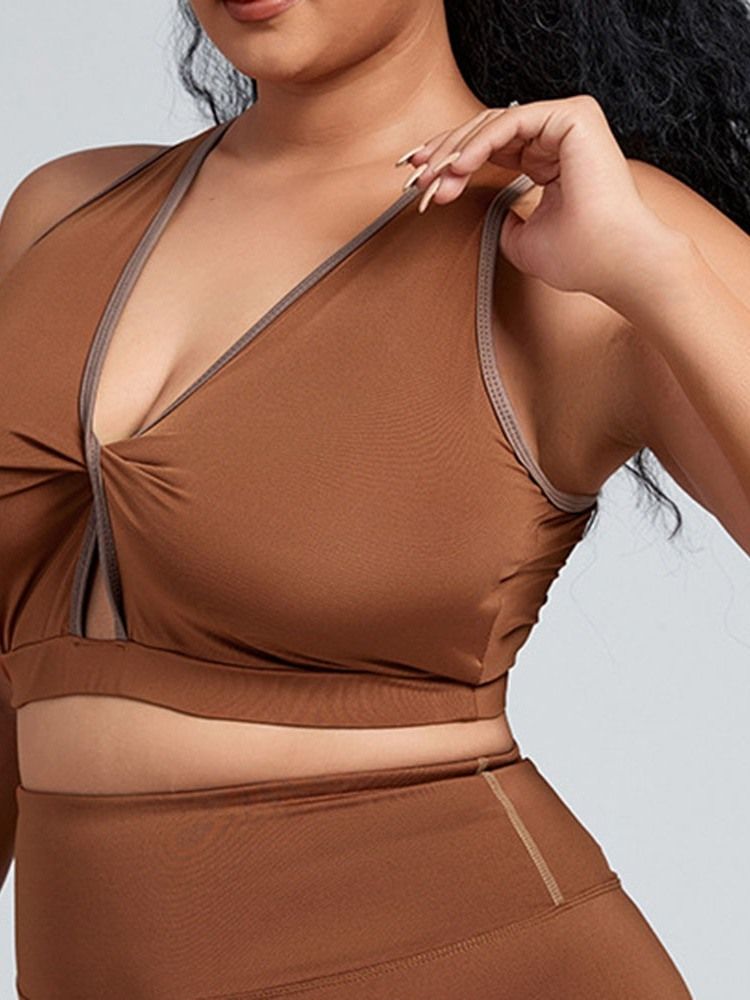 Plus Size Polyester Color Block Yoga Ermeløse Topper