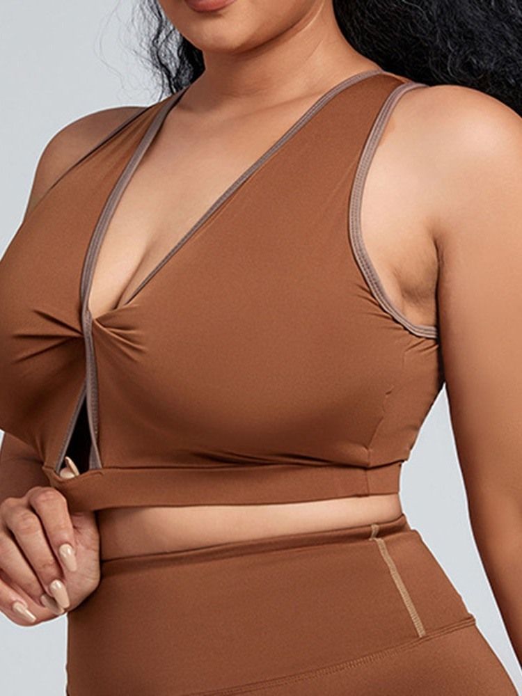 Plus Size Polyester Color Block Yoga Ermeløse Topper