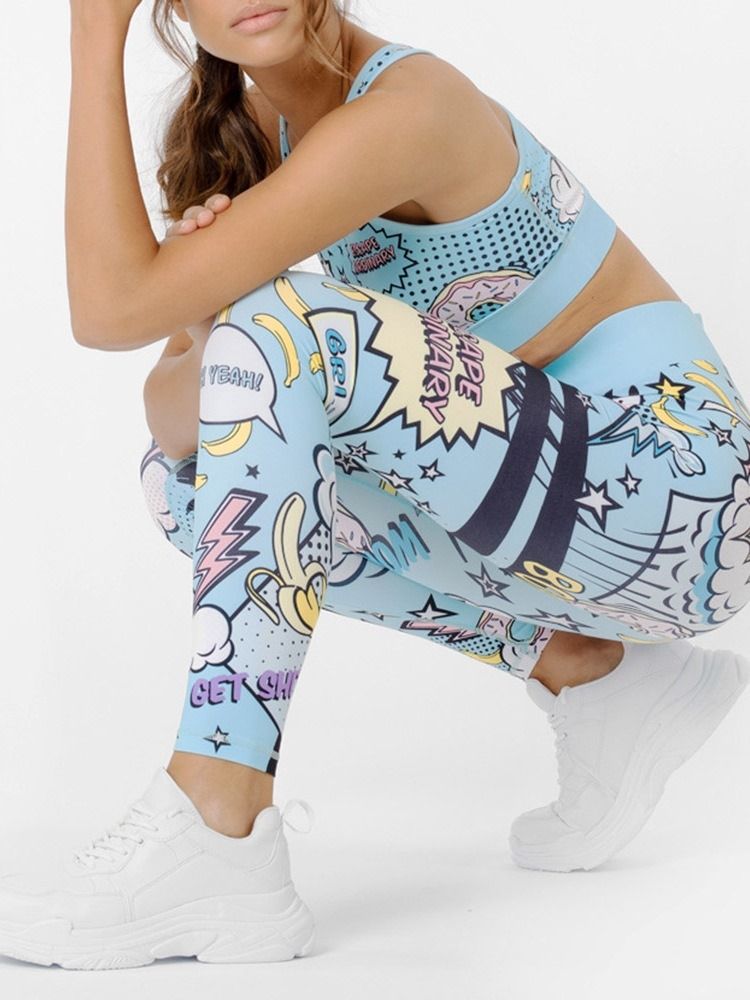 Print Pustende Tegneserie Polyester Genser Yoga Klessett