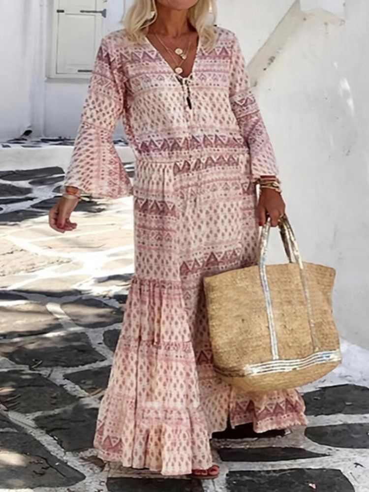 Patchwork Ni Poengs Erme Gulvlang Bohemian Damekjole