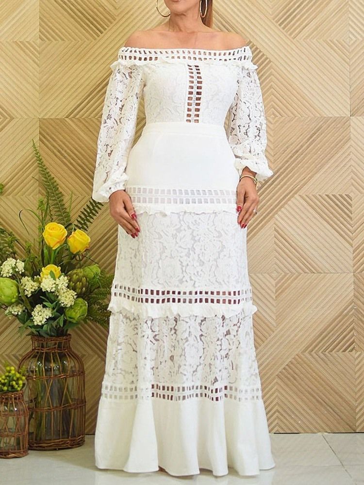 Stringy Selvedge Off Shoulder Langermet Mermaid Fall Maxi Dress